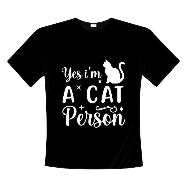 Vector sí, soy una persona de gato diseño de camiseta con citas de letras divertidas