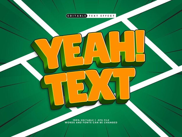 Sí texto efecto de texto editable en estilo de texto de cómics y dibujos animados