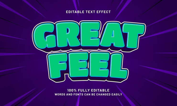 Vector siente grandes efectos de texto editables con un tema feliz y agradable