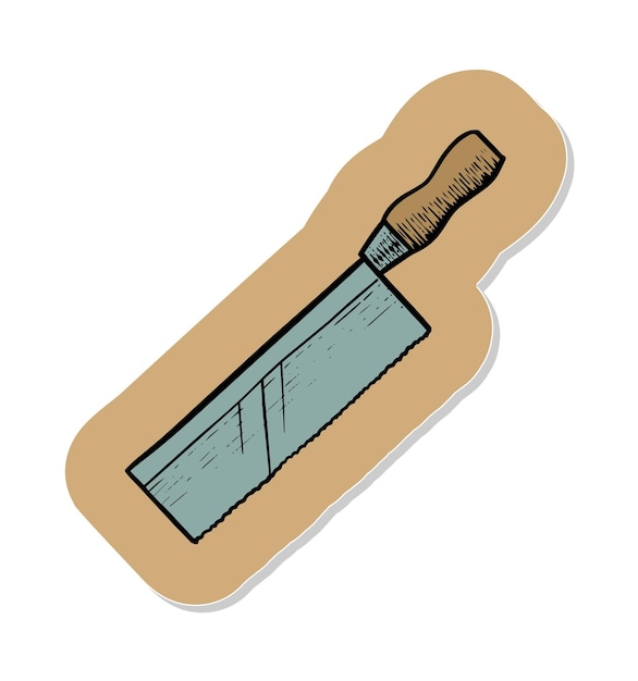 Sierra de afeitar dibujada a mano en la herramienta de carpintería de grabado en madera en la ilustración de vector de estilo de etiqueta