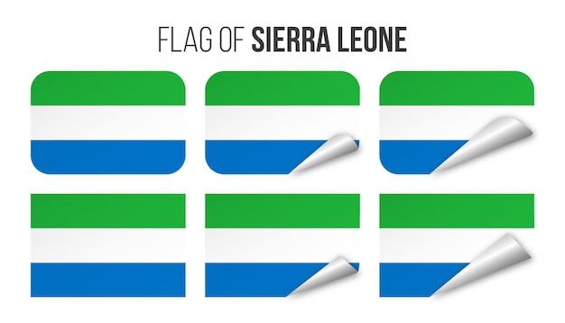 Sierra Leona bandera etiquetas pegatinas conjunto Vector ilustración 3d banderas de Sierra Leona aislado en blanco