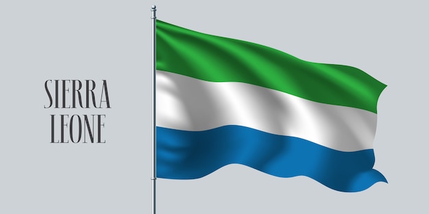 Sierra Leona ondeando la bandera en el mástil de la bandera ilustración