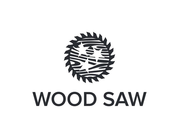 sierra con madera y estrellas, simple, elegante, creativo, geométrico, moderno, logotipo, diseño