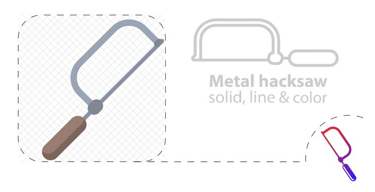 Vector sierra para metales ilustración plana aislada icono de línea de sierra para metales