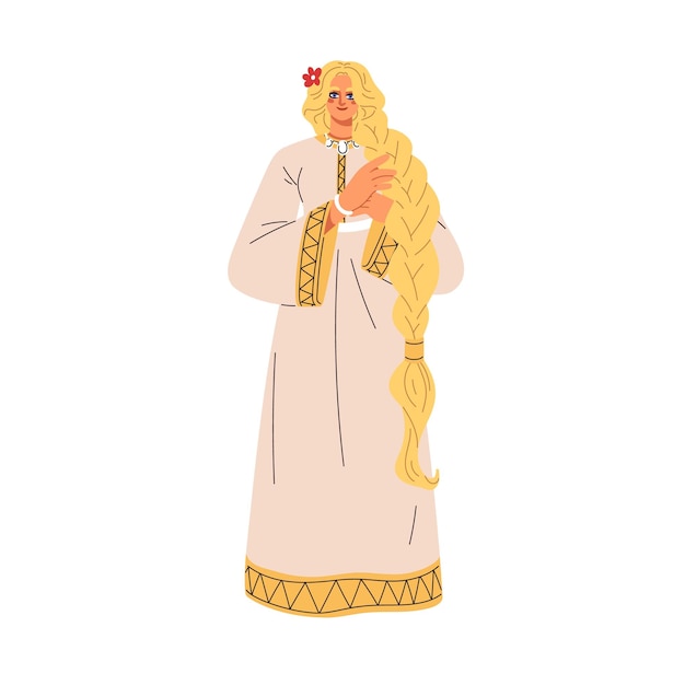 Sif diosa pagana nórdica de la Tierra Deidad femenina de la antigua mitología escandinava Mito nórdico antiguo paganismo germánico Personaje femenino mítico Ilustración vectorial plana aislada sobre fondo blanco