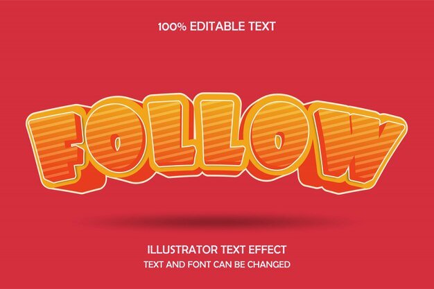 Siga, efecto de texto editable en 3D estilo de cómic de sombra moderna rojo amarillo