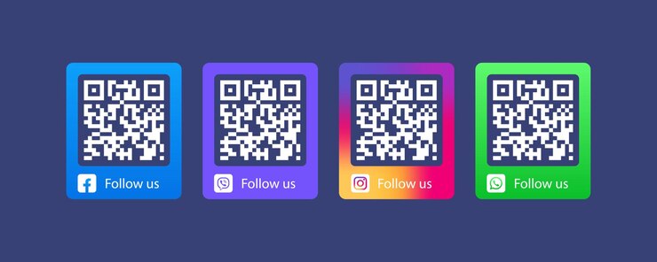 Síganos Color plano Síganos en las redes sociales Síganos usando QRCode Ilustración vectorial