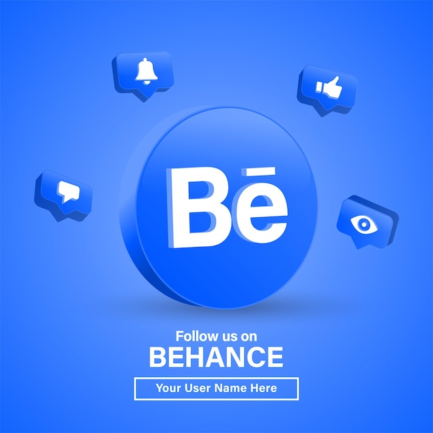 Síganos en comportamiento con el logotipo 3d en un círculo moderno para logotipos de iconos de redes sociales o únase a nosotros banner