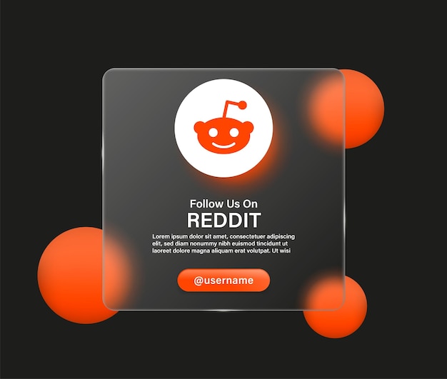 Síganos en el icono del logotipo de reddit en glassmorphism fondo transparente logotipos de iconos de redes sociales