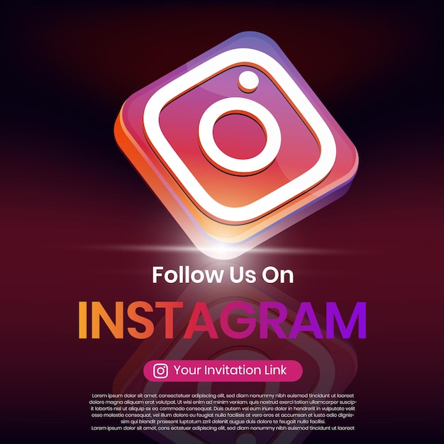 Síganos en Instagram 3d logo vector instagram 3d logo para redes sociales banner web banner