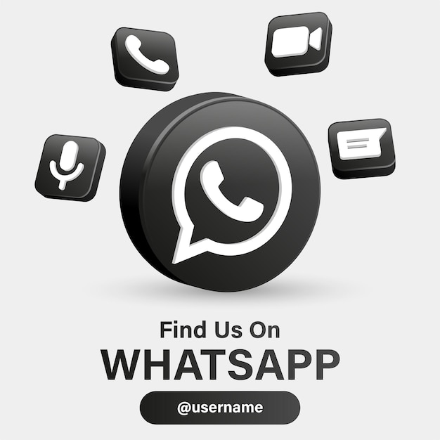 Vector síganos en los logotipos de las redes sociales de whatsapp con el logotipo 3d en un marco negro moderno con iconos de notificación