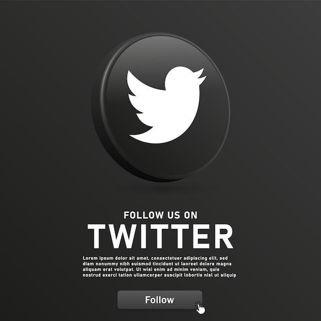 Síganos en twitter icono de logotipo 3d para logotipos de iconos de redes sociales en círculo redondo 3d únase a nosotros banner