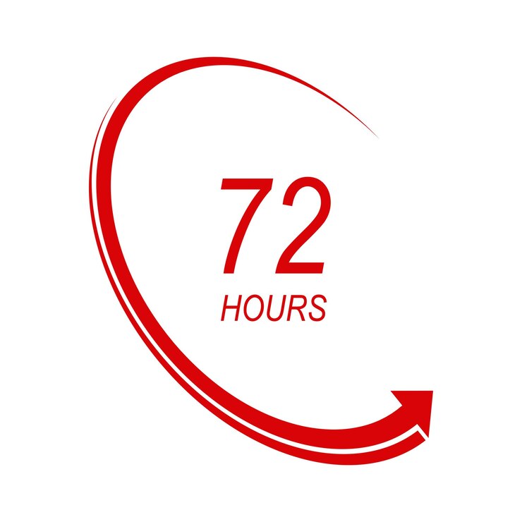 Vector signo de 72 horas de flecha de reloj logo