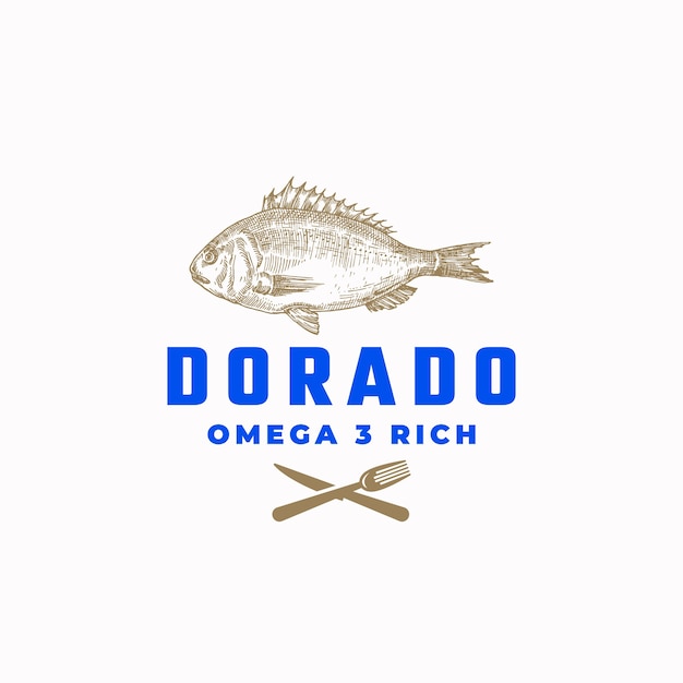 Signo abstracto de Omega 3 Rich Dorado Fish