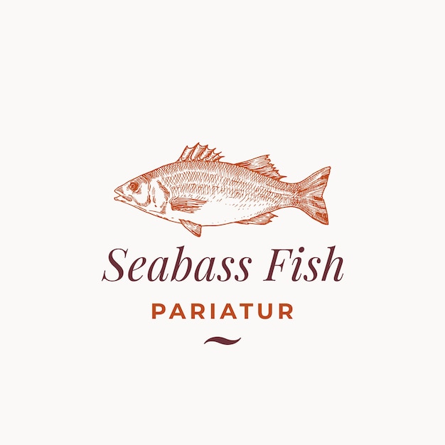 Signo abstracto de pescado de lubina, símbolo o plantilla de logotipo.