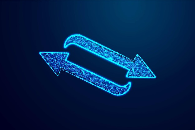 Signo de actualización de moda aislado sobre fondo blanco elegante celosía colorido icono de renovación símbolo de actualización de tecnología dimensional Reciclaje Flecha arriba y abajo Estructura alámbrica de baja poli abstracta
