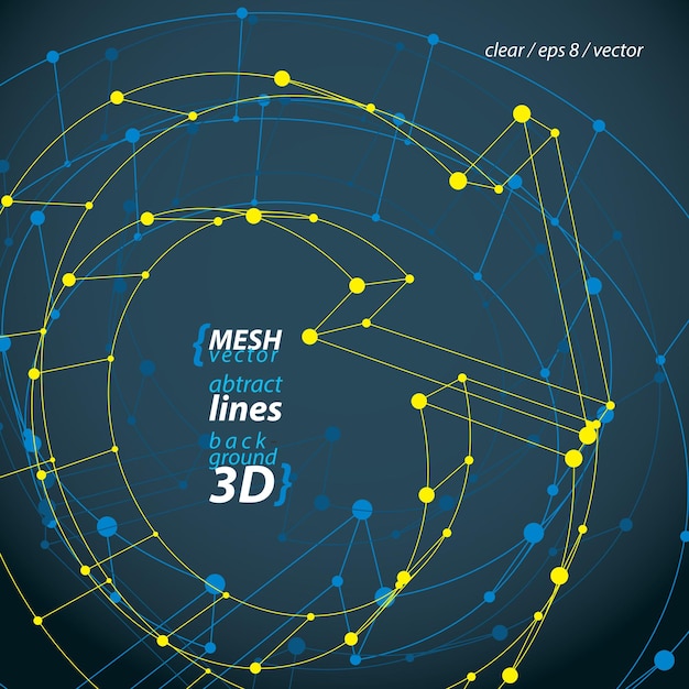 Signo de actualización web con estilo negro de malla 3d aislado en fondo oscuro, icono de renovación de carcasa elegante de color, objeto vectorial eps 8 transparente con líneas conectadas amarillas.