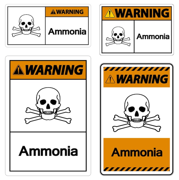 Signo de advertencia de amoníaco sobre fondo blanco