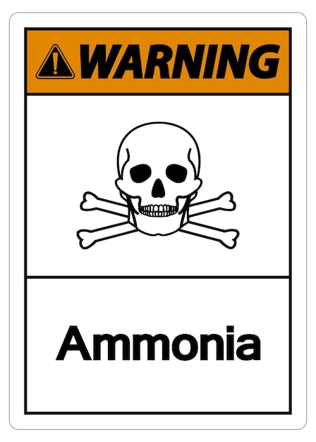 Signo de advertencia de amoníaco sobre fondo blanco