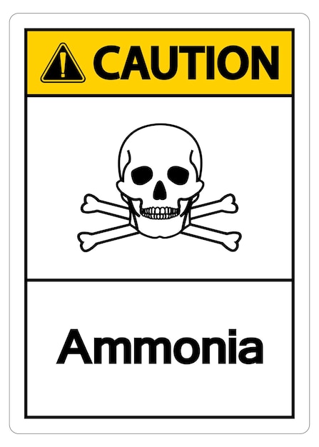 Signo de advertencia de amoníaco sobre fondo blanco