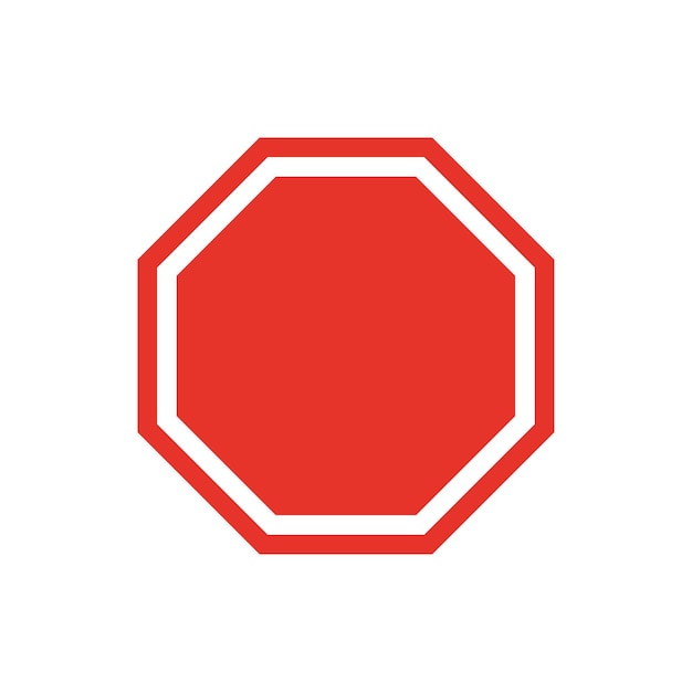 Signo de advertencia en blanco octágono rojo con una línea blanca para el diseño gráfico logotipo sitio web aplicación móvil de redes sociales UI ilustración vectorial