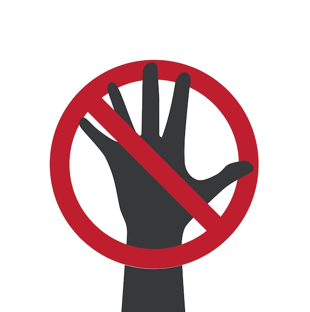 Signo aislado de no entrar signo de no intrusión personal autorizado sólo parar con la mano rechazar