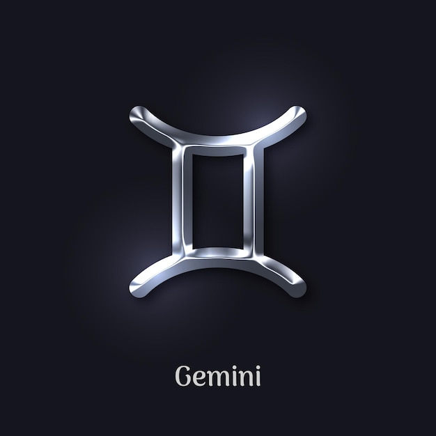 Vector signo aislado del zodiaco de plata géminis