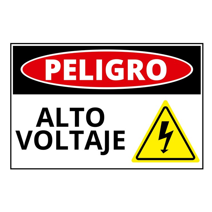 Vector signo de alto voltaje peligroso en un fondo blanco trad peligro alto voltaje