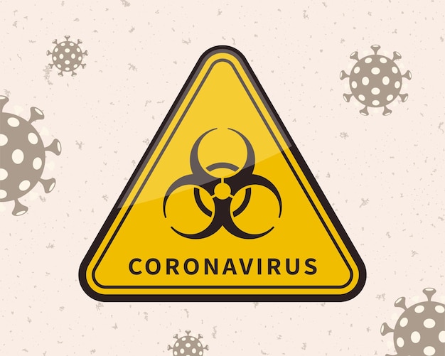 Signo amarillo de atención de coronavirus