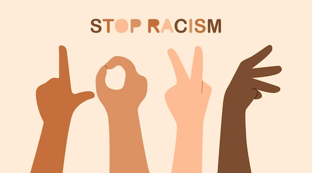 Vector el signo de amor detenga el racismo concepto de ilustración vectorial