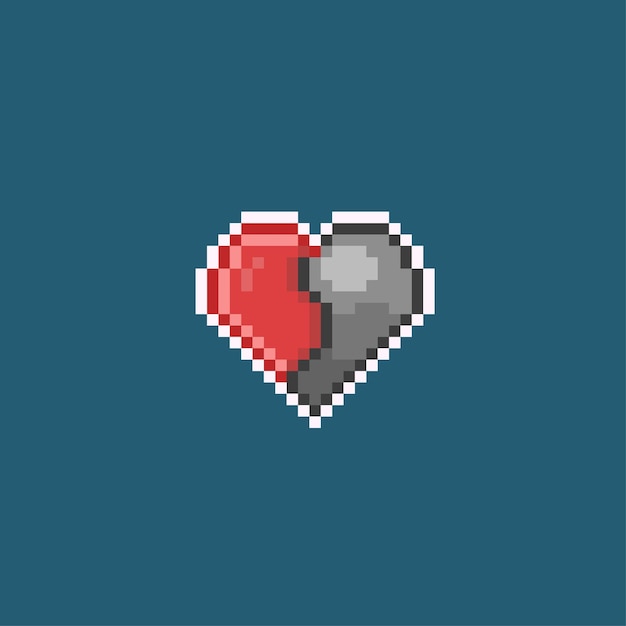 Signo de amor de media piedra en estilo pixel art