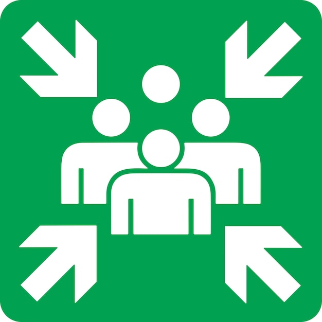 Signo de área de reunión Punto de reunión de evacuación Emergencia Área de reunión
