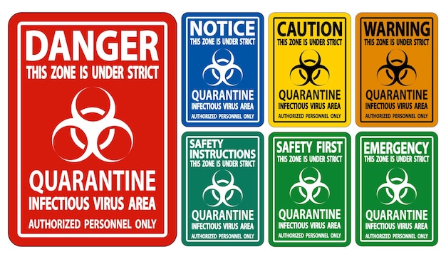 Signo de área de virus infeccioso de cuarentena aislado en fondo blanco Ilustración vectorial EPS10