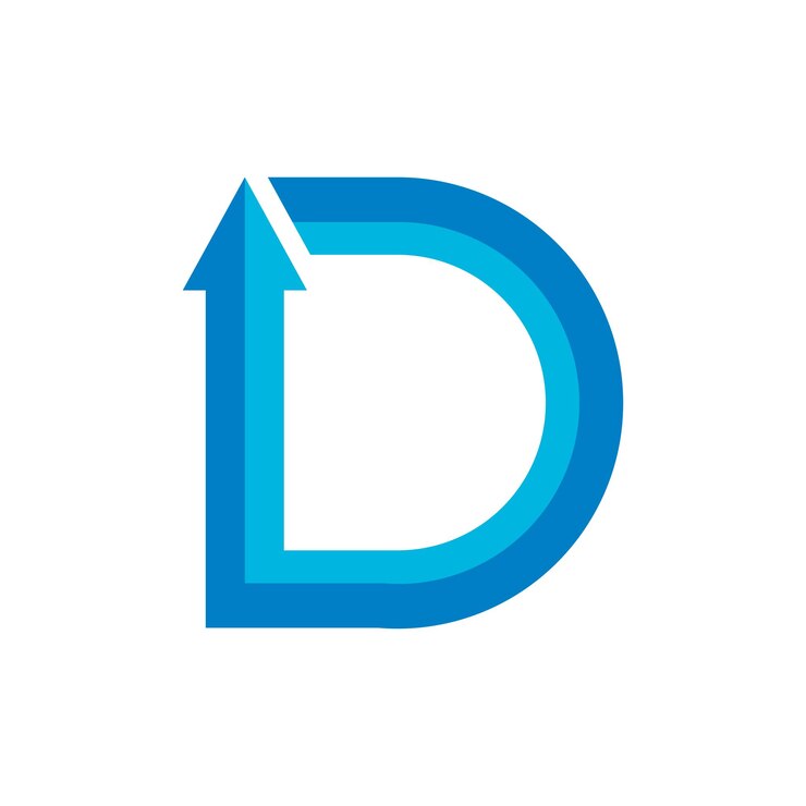 Vector signo de azul d letra aroow logotipo ilustración del icono vectorial