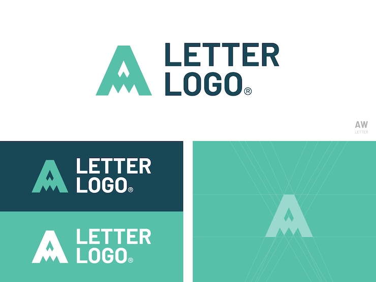 un signo azul y verde que dice un logotipo de letra