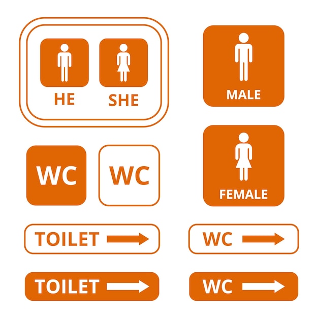 Signo de baño de inodoro con símbolo masculino femenino