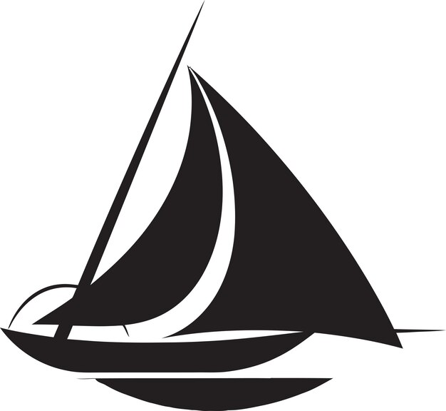 Signo de barco minimalista con mareas tranquilas Emblema vectorial de barco Voyager elegante