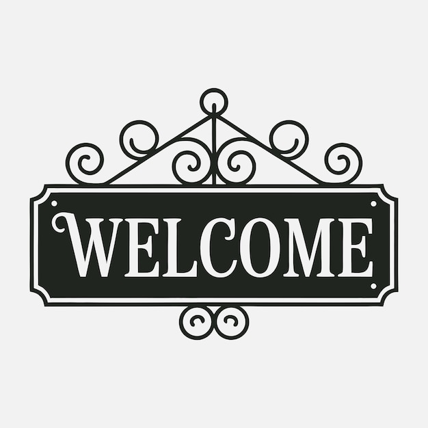 Signo de bienvenida Arte de pared de metal negro para decoraciones para el hogar Decoración al aire libre Decoración de la puerta delantera Decoración del hogar
