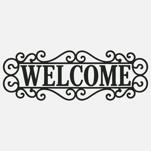 Signo de bienvenida Arte de pared de metal negro para decoraciones para el hogar Decoración al aire libre Decoración de la puerta delantera Decoración del hogar