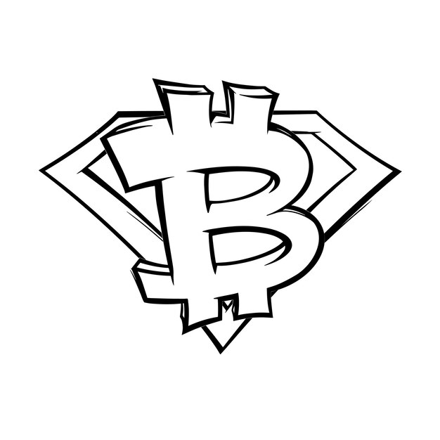 Signo de Bitcoin para imprimir y colorear Vector