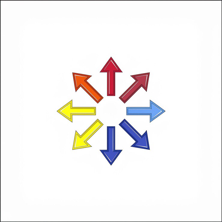 Vector un signo blanco con flechas que apuntan a la derecha y la palabra "flechas" en él