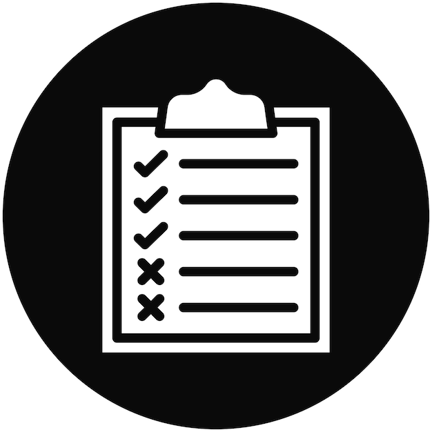 un signo blanco y negro con una lista de comprobación en él