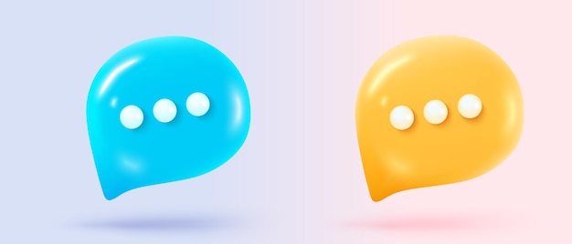 Signo de burbujas de habla 3D en las redes sociales Icono aislado en fondo pastel Burbuja de diálogo de chat o signo de respuesta del usuario con redes sociales Icon de burbuja de habla 3d Ilustración vectorial de renderización