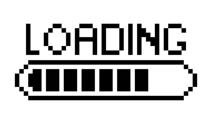 Vector signo de carga con siete divisiones icono de línea velocidad de internet descarga carga de archivos de conexión de datos estilo de píxel icono multicolor en fondo blanco