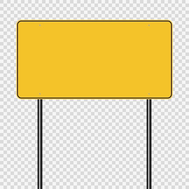 Signo de carretera amarillo en ilustración vectorial de fondo transparente