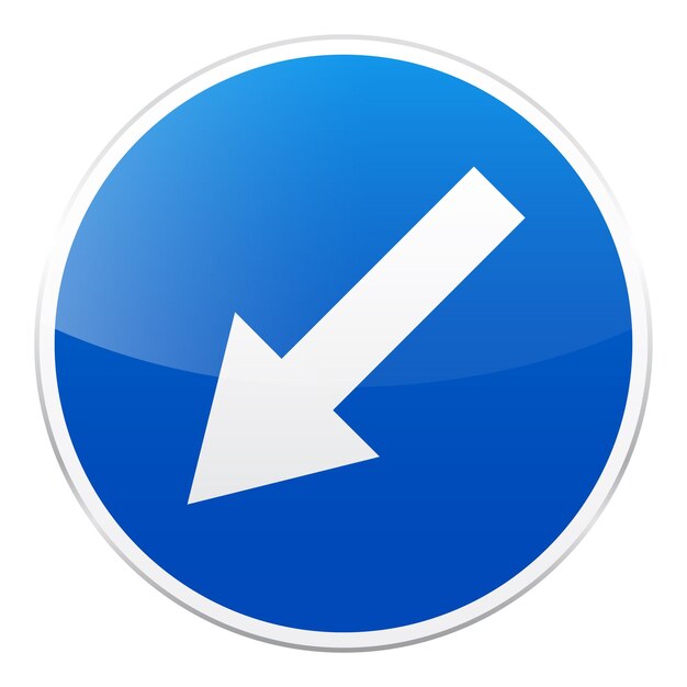 Signo de carretera azul sobre fondo blanco Control de tráfico vial Uso del carril Signo regulador Calle