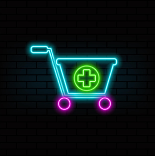 Signo de carrito de compras de neón