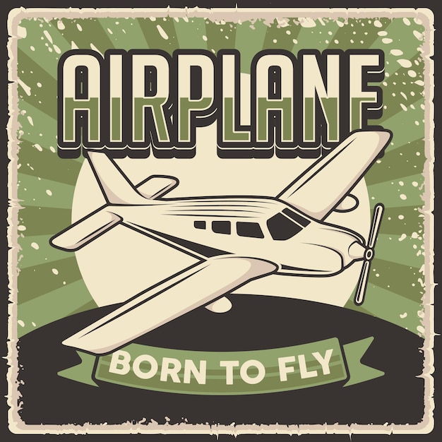 Signo de cartel de avión retro vintage