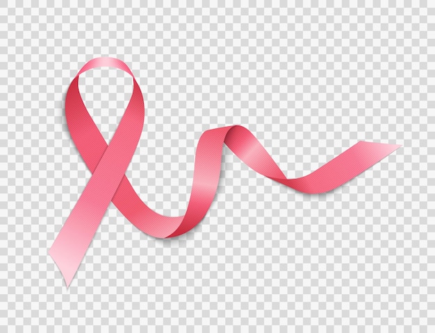 Signo de cinta rosa del mes de la concientización sobre el cáncer de mama sobre fondo transparente ilustración vectorial EPS10