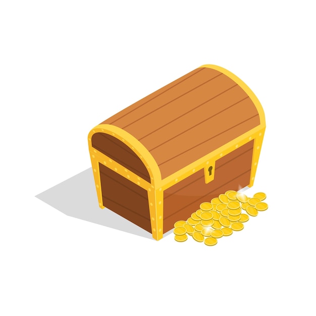 Signo de cofre de madera cerrado Icono 3d Vector de vista isométrica